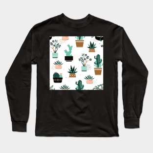 Cactuses and succulents pattern Long Sleeve T-Shirt